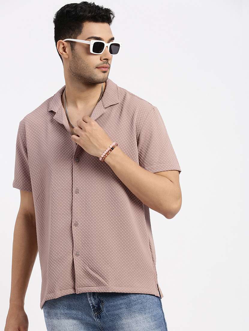 men solid short sleeve casual shirt - 21550114 -  Standard Image - 1