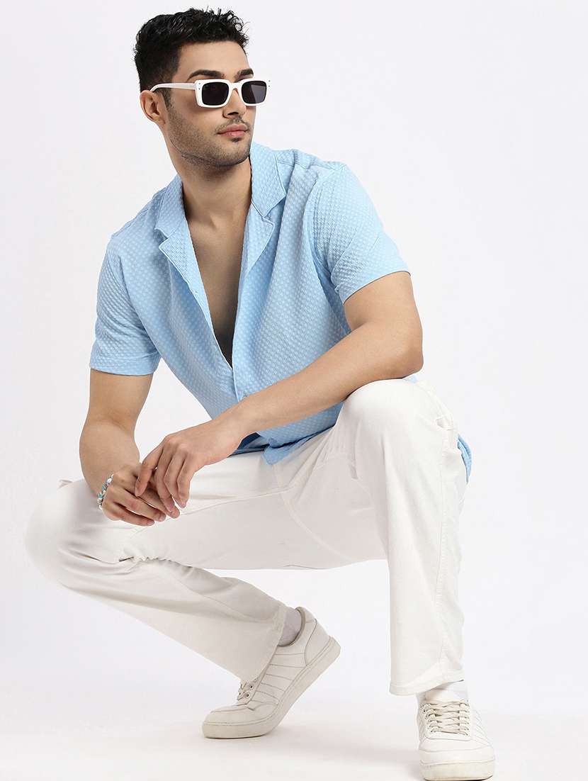 men solid short sleeve casual shirt - 21550115 -  Standard Image - 4