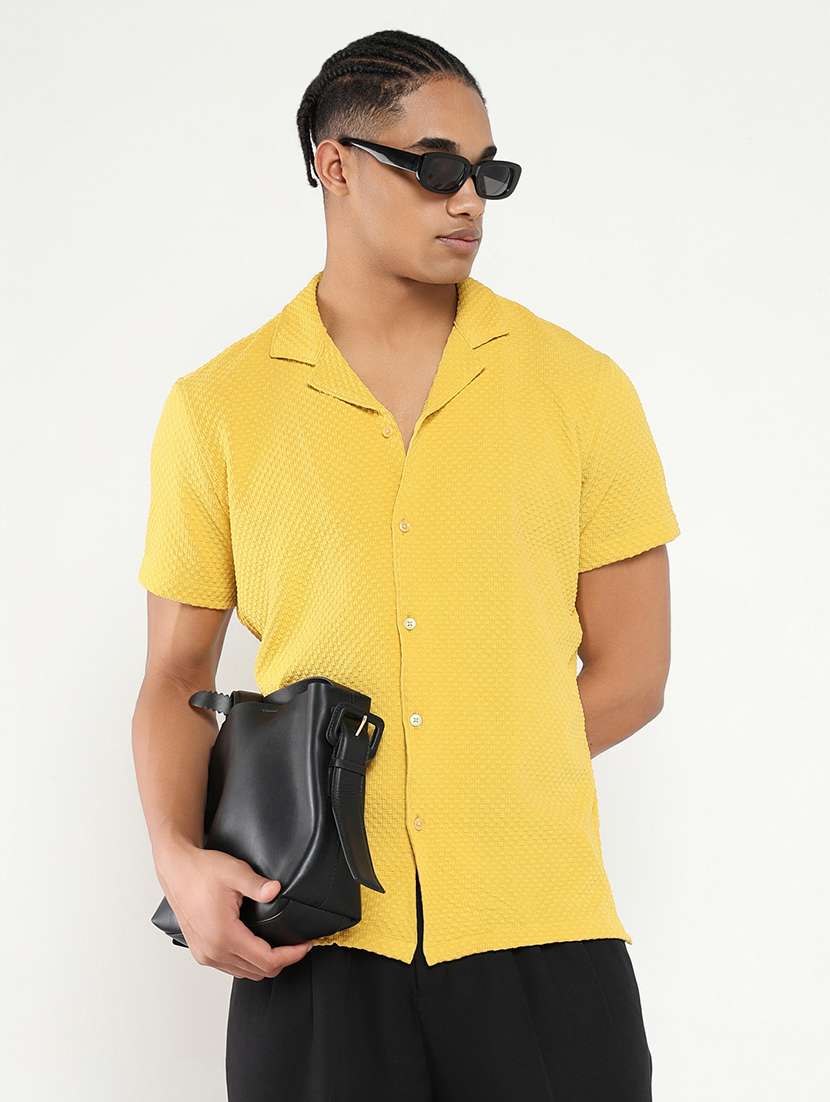men solid short sleeve casual shirt - 21550116 -  Standard Image - 1