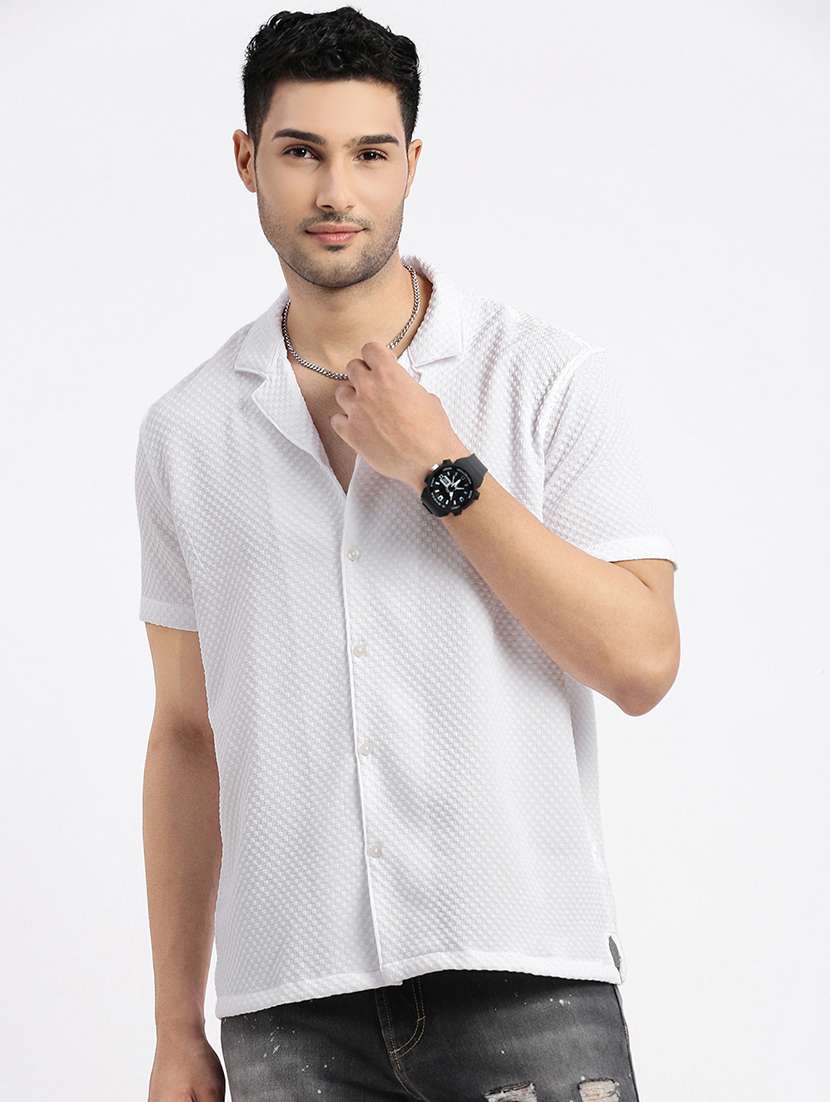 men solid short sleeve casual shirt - 21550117 -  Standard Image - 1