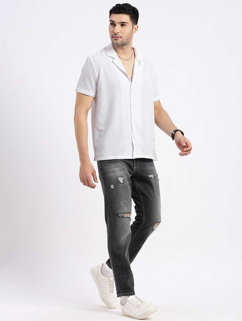 men solid short sleeve casual shirt - 21550117 - Standard Image - 4