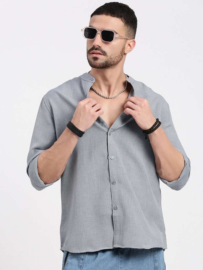 men solid long sleeve casual shirt - 21550133 -  Standard Image - 1