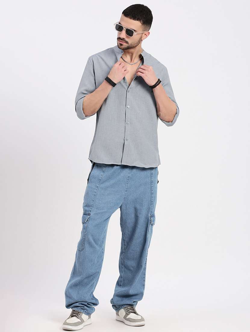 men solid long sleeve casual shirt - 21550133 -  Standard Image - 4