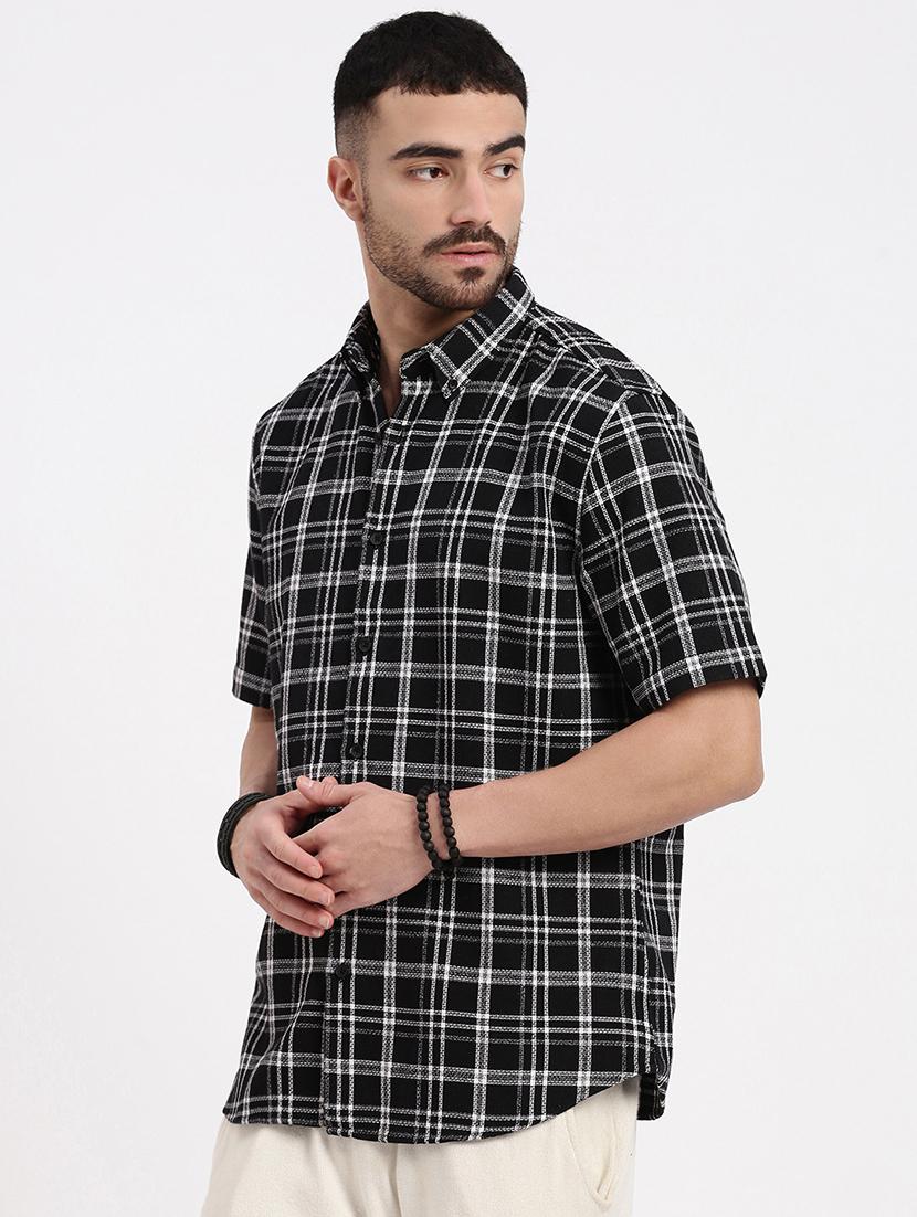 men checkered short sleeve casual shirt - 21550140 - Standard Image - 1