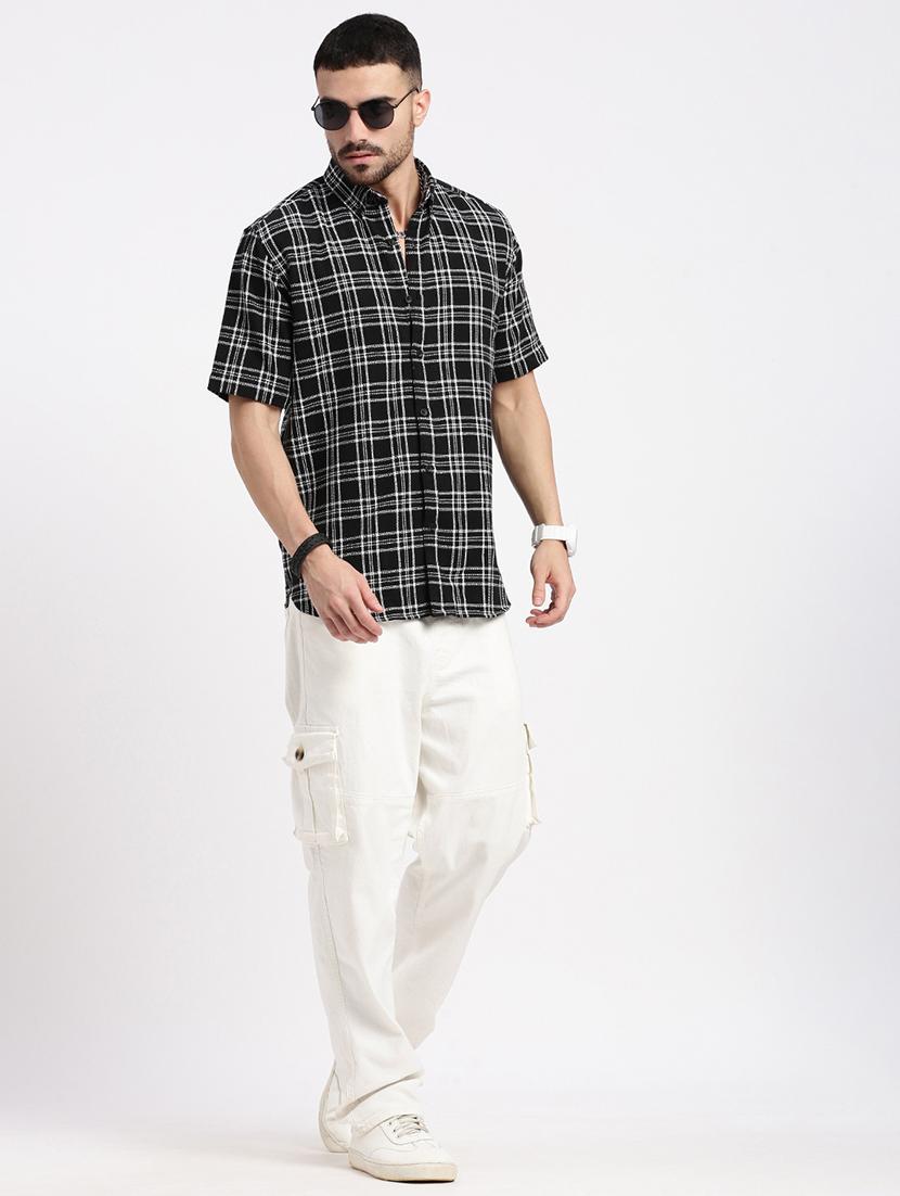 men checkered short sleeve casual shirt - 21550143 - Standard Image - 4