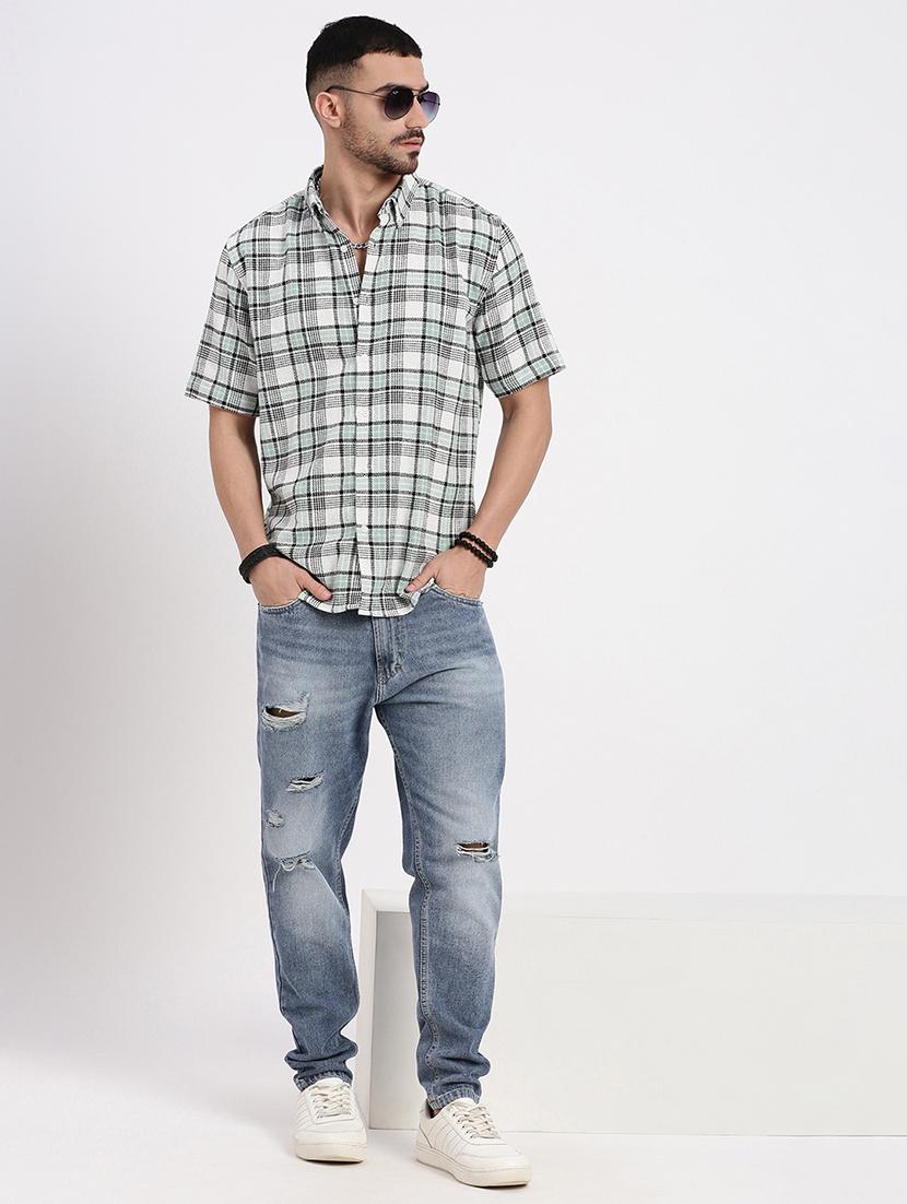 men checkered short sleeve casual shirt - 21550144 - Standard Image - 4