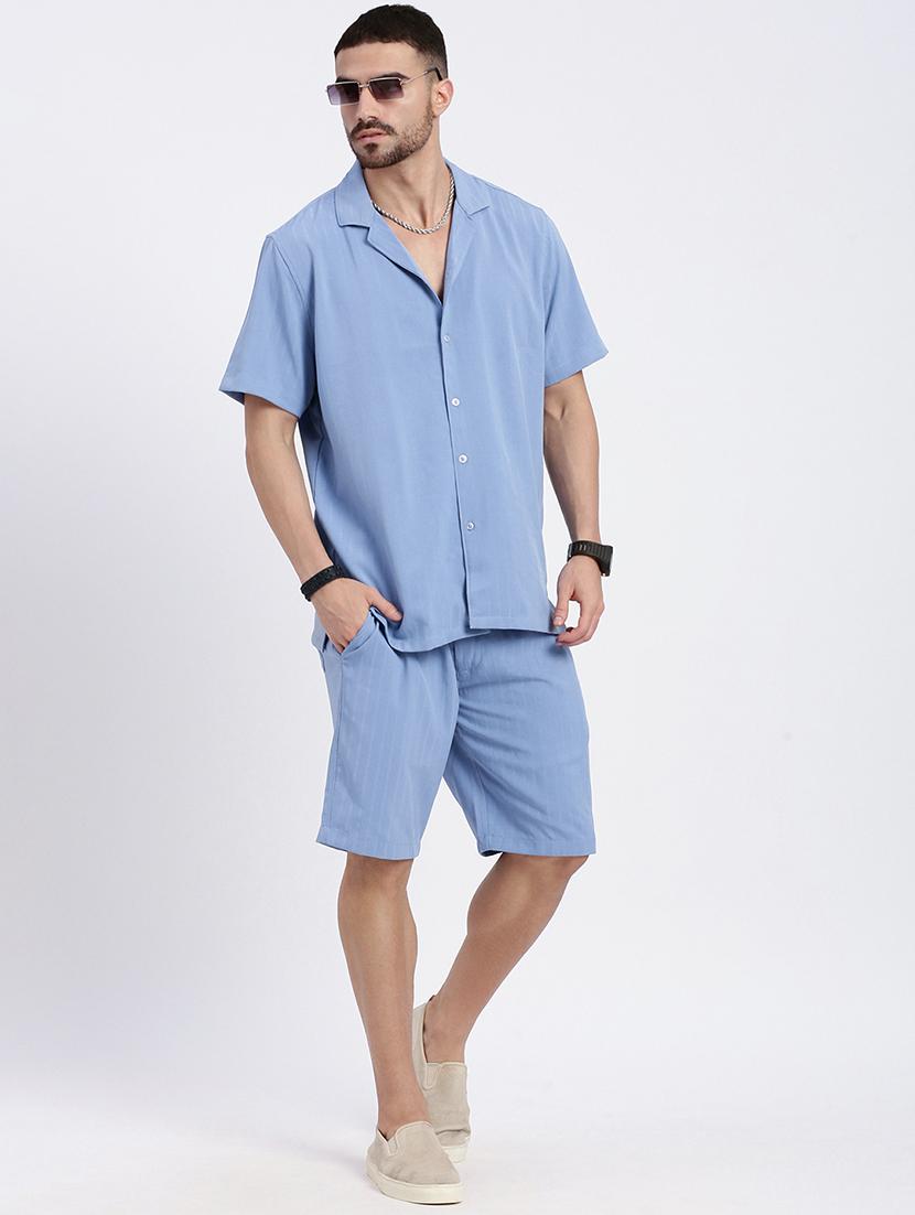 men solid shirt & shorts co-ord set - 21550192 - Standard Image - 4