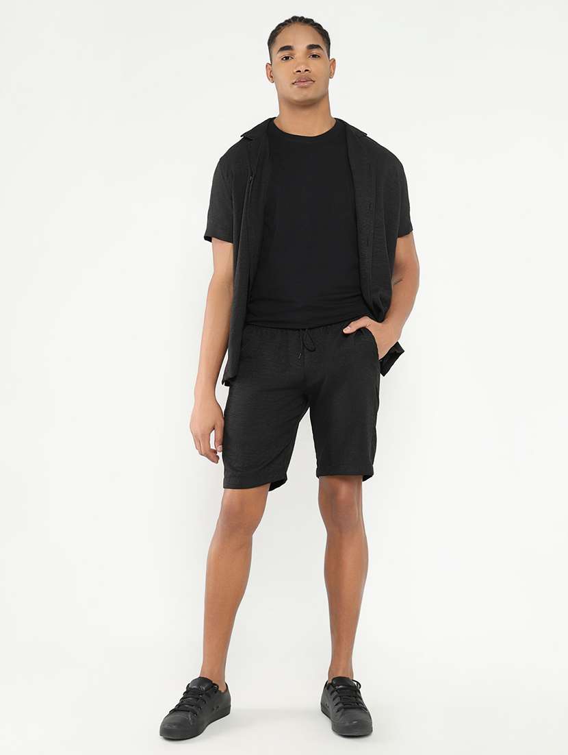 men solid shirt & shorts co-ord set - 21550201 -  Standard Image - 4