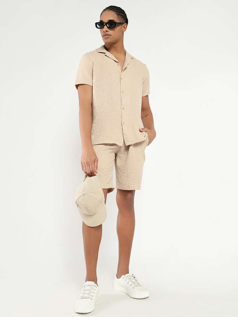 men solid shirt & shorts co-ord set - 21550203 -  Standard Image - 4