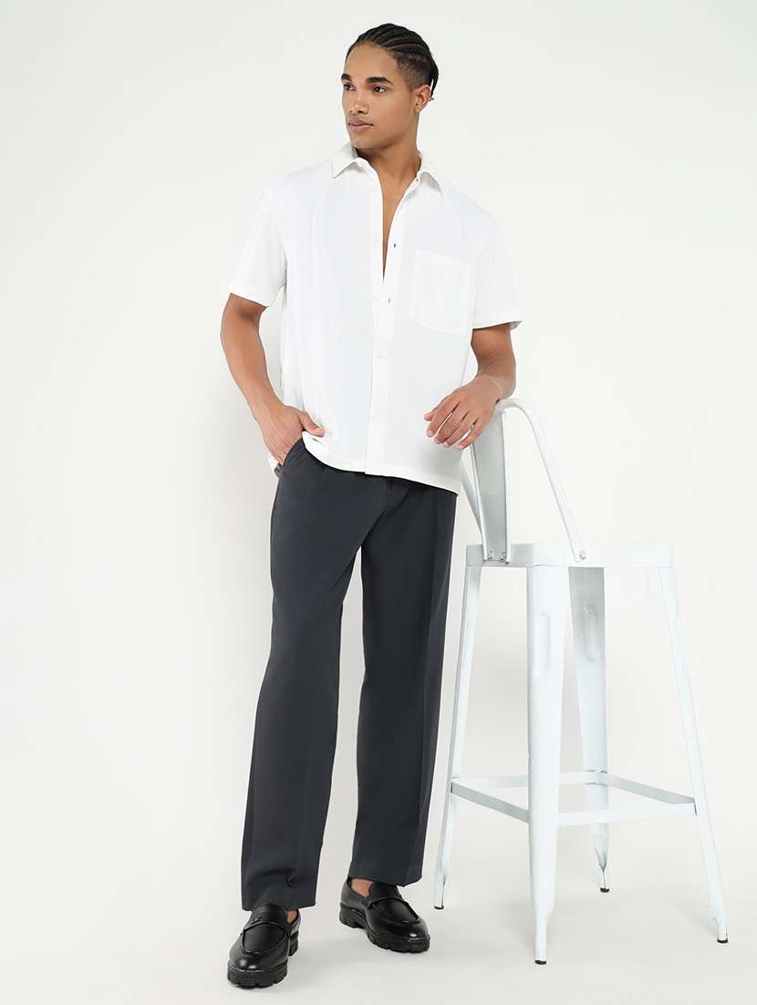 men mid rise solid pleated formal trouser - 21550215 -  Standard Image - 4