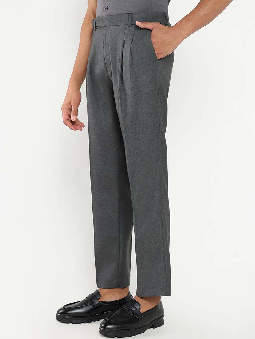 men mid rise solid pleated formal trouser - 21550218 -  Standard Image - 1