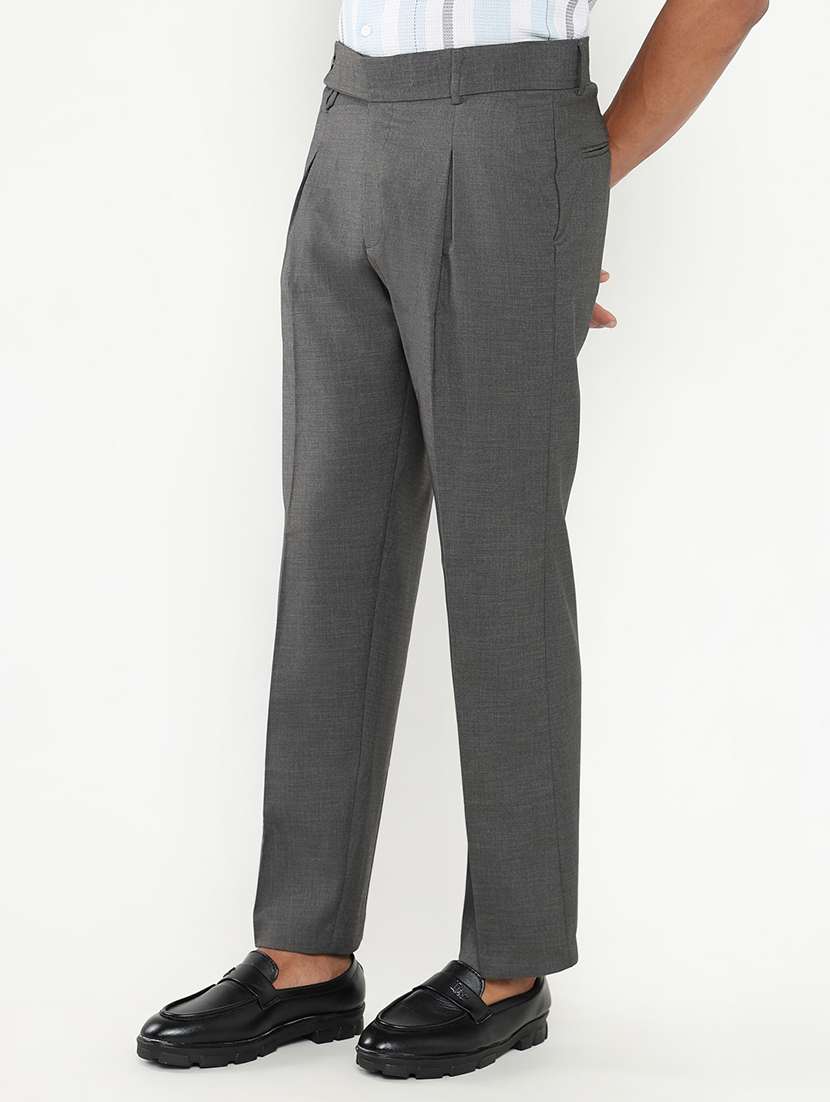 men mid rise solid pleated formal trouser - 21550221 -  Standard Image - 1