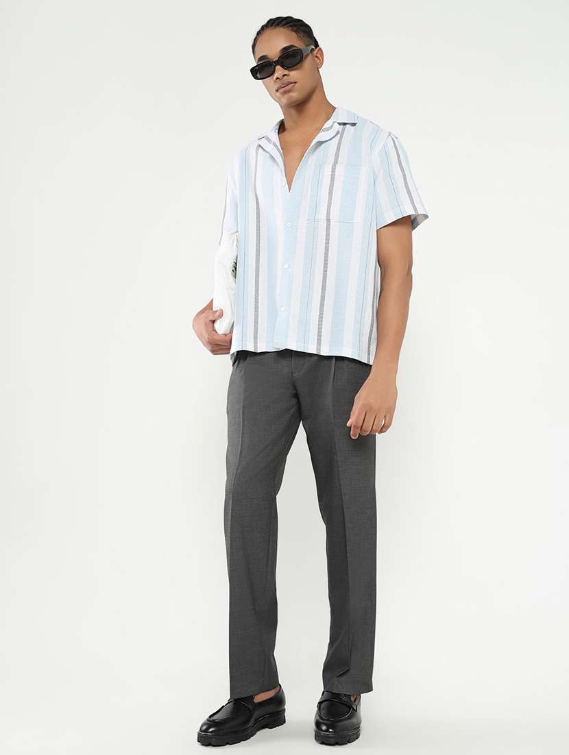 men mid rise solid pleated formal trouser - 21550221 -  Standard Image - 4