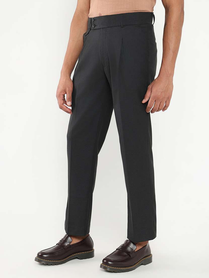 men mid rise solid pleated formal trouser - 21550223 -  Standard Image - 1