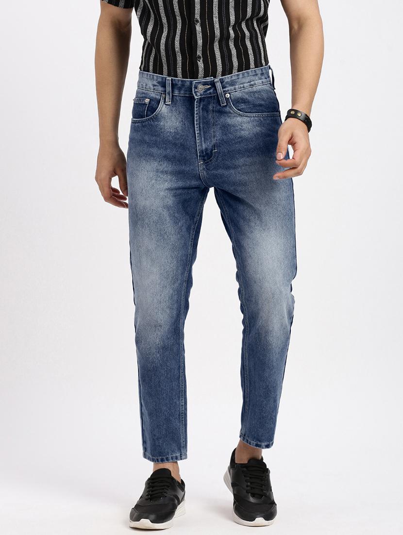 men low rise plain denim jeans