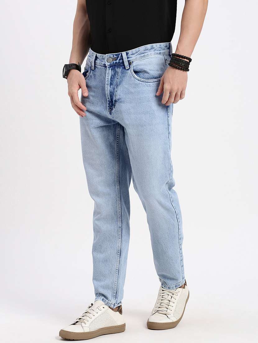 men low rise plain denim jeans - 21550229 - Standard Image - 1