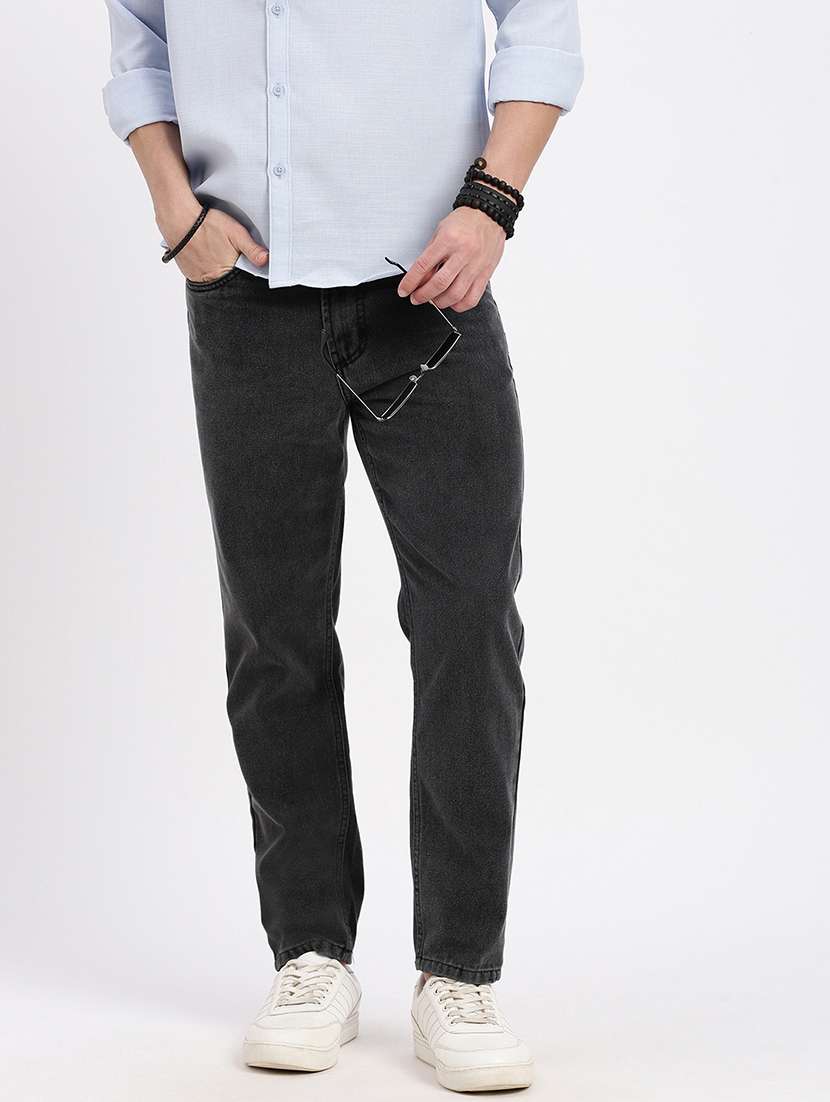 men solid mid rise relaxed fit jean