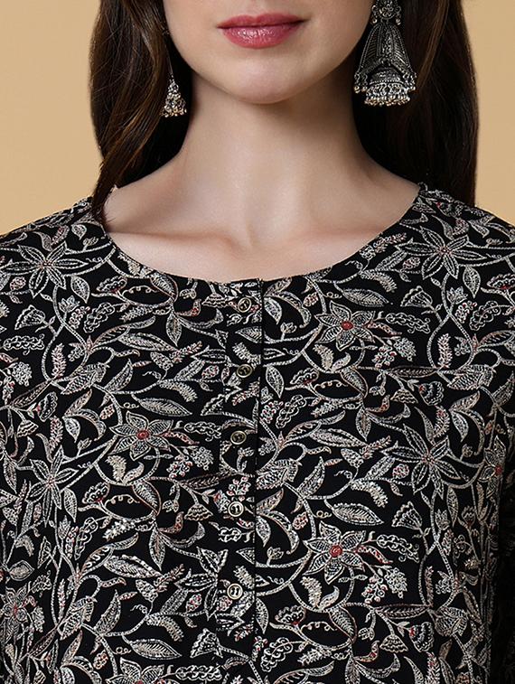 women printed three quater sleeve straight kurta - 21550241 - Standard Image - 6