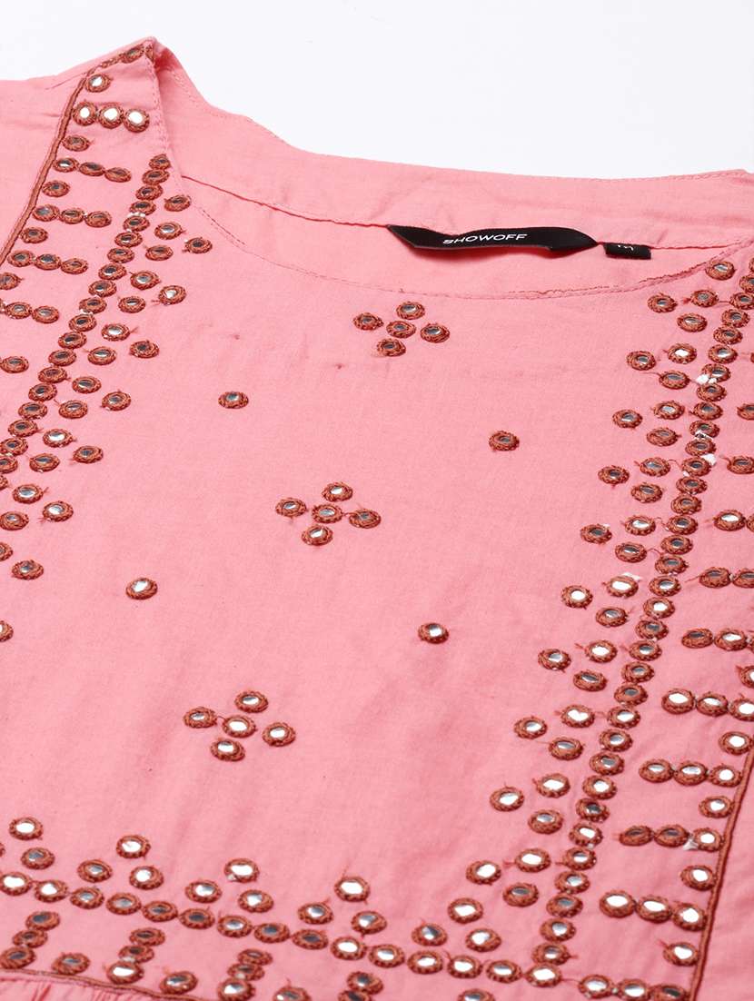 women mirror work kurta pant set with dupatta - 21550298 -  Standard Image - 6