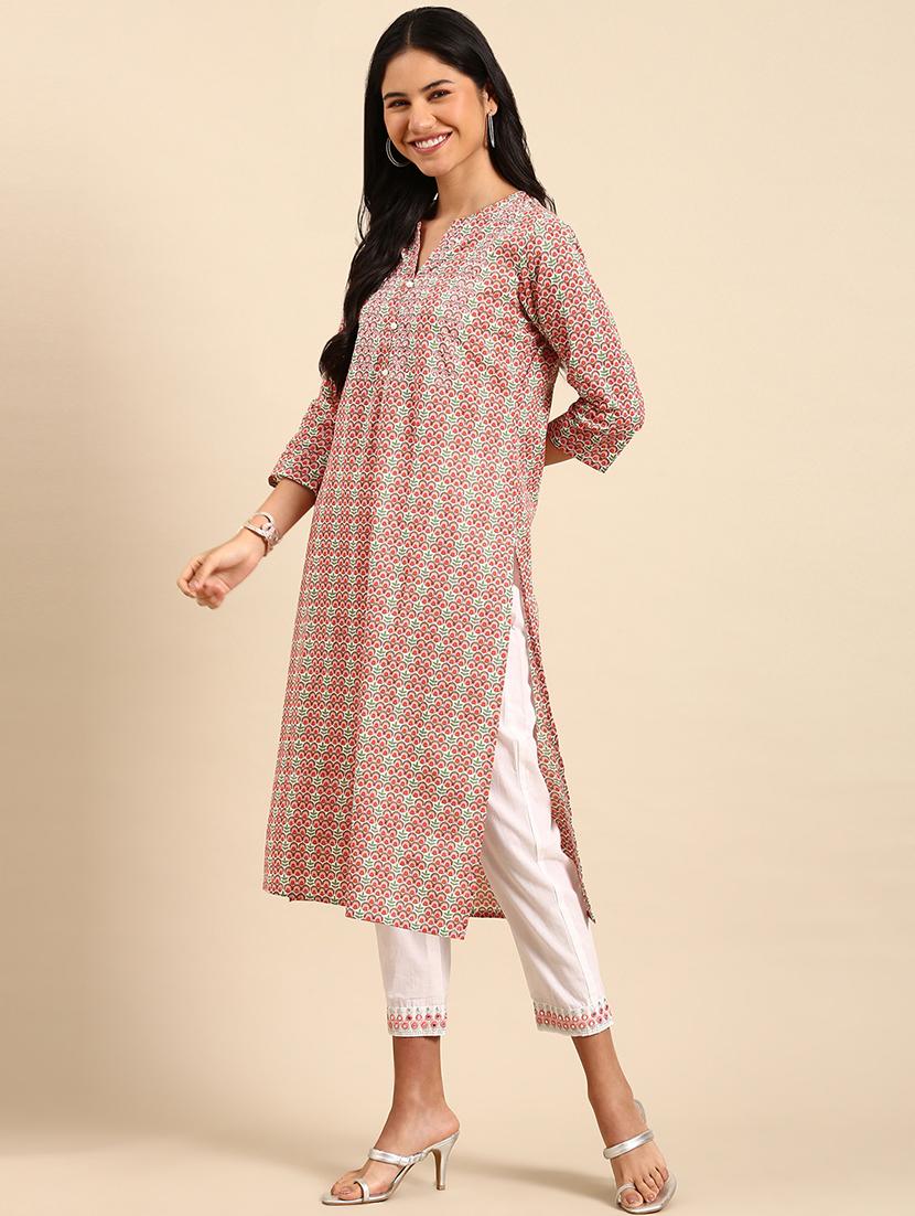 women three quarter sleeve kurta pant with dupatta set - 21550301 -  Standard Image - 1