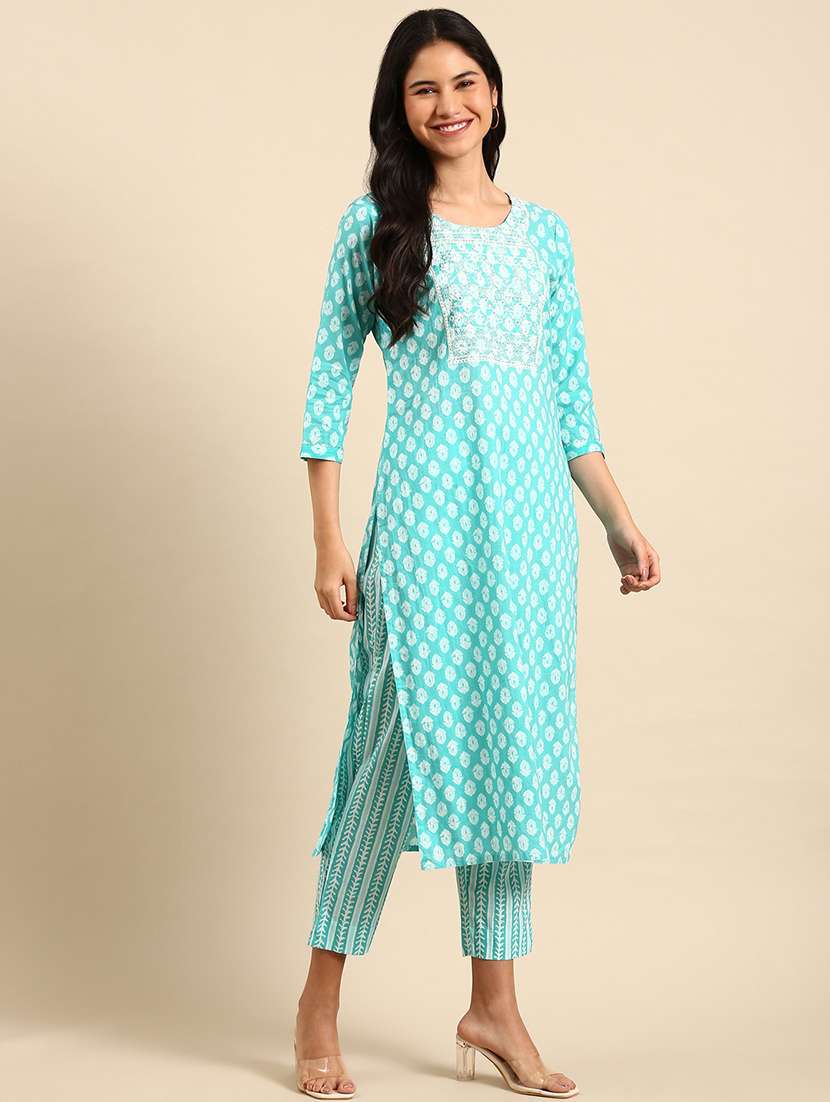 women printed round neck kurta pant with dupatta set - 21550304 -  Standard Image - 1