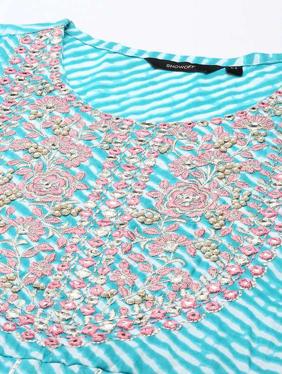 women leheriya printed kurta pant with dupatta set - 21550308 -  Standard Image - 6