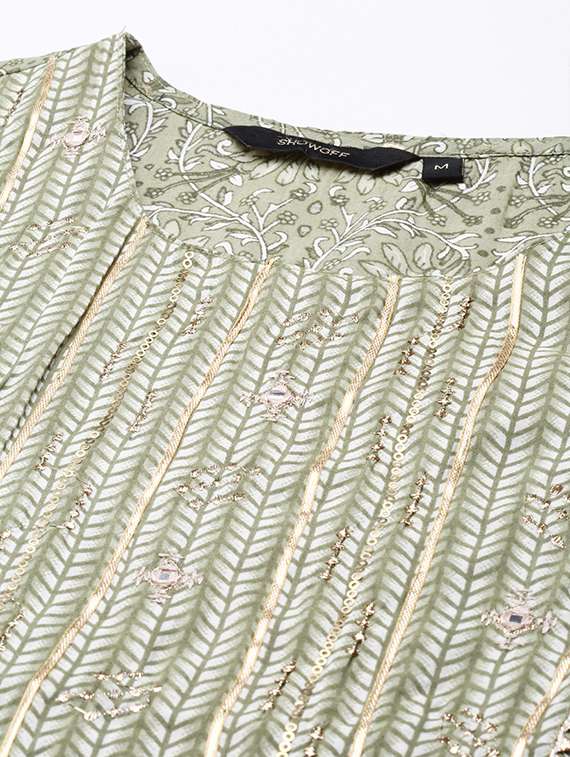 women printed three quater sleeve kurta pant set - 21550328 -  Standard Image - 6