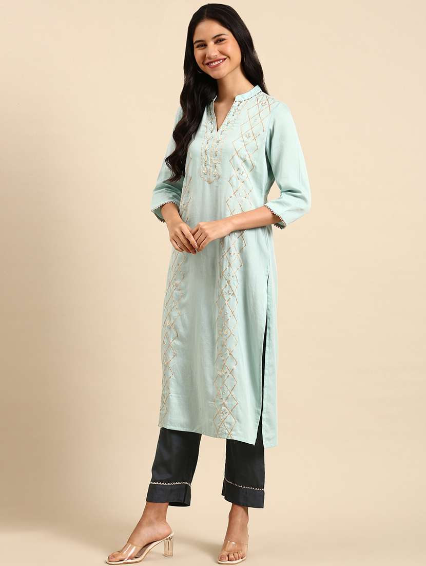 women gorta work kurta pant set with dupatta - 21550330 -  Standard Image - 1