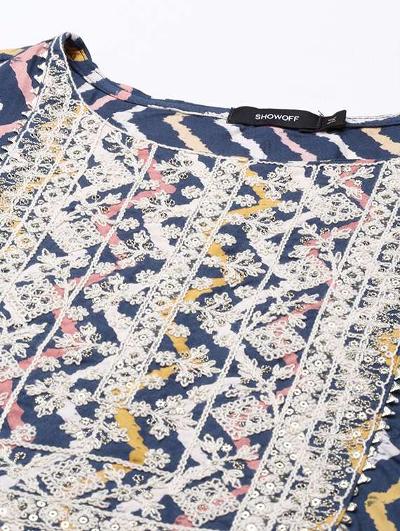 women chevron printed kurta pant with dupatta set - 21550335 -  Standard Image - 6