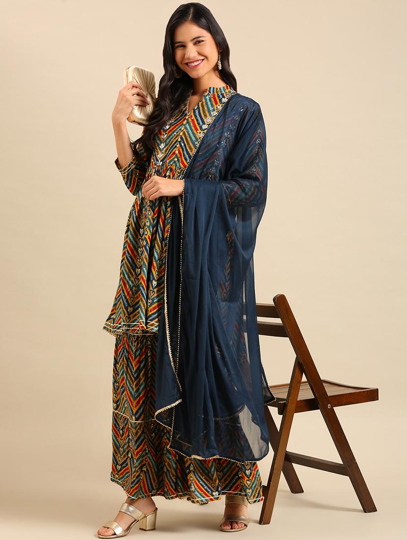 women printed kurta sharara with dupatta set - 21550360 -  Standard Image - 1