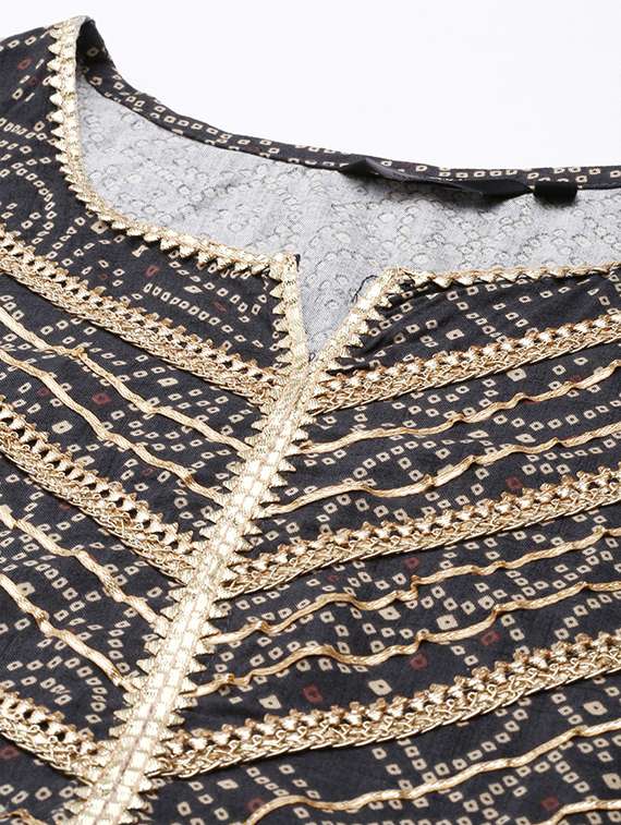 women black bandhani kurta sharara with dupatta set - 21550362 -  Standard Image - 6