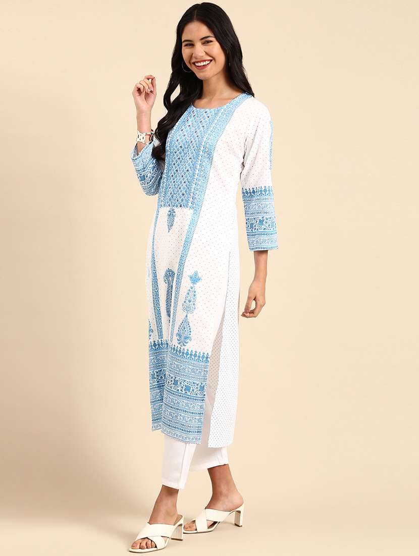 women placement print kurta pant set with dupatta - 21550367 -  Standard Image - 1