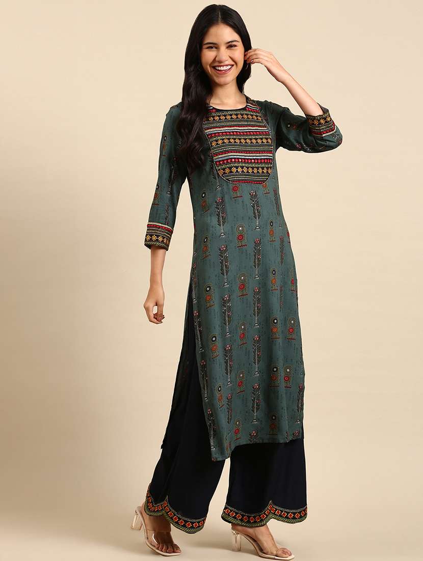 women embroidered kurta palazzo with dupatta set - 21550370 -  Standard Image - 1