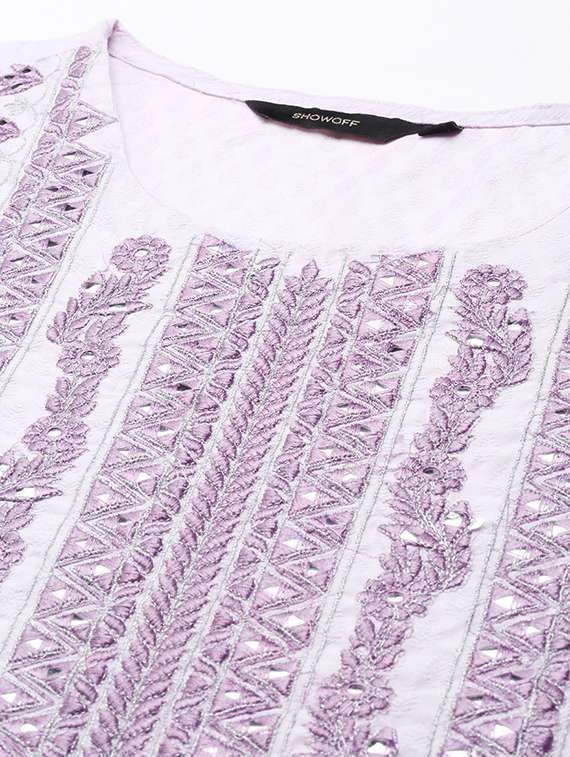 women lavender embroidered kurta pant set with dupatta - 21550383 -  Standard Image - 6