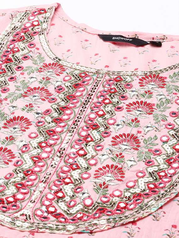 women pink floral printed kurta pant set with dupatta - 21550385 -  Standard Image - 6