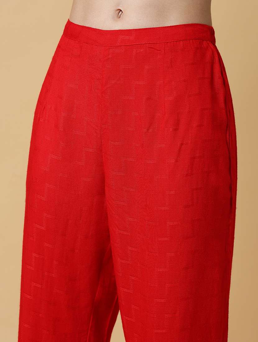 women red self design long sleeve kurta pant set - 21550407 -  Standard Image - 6