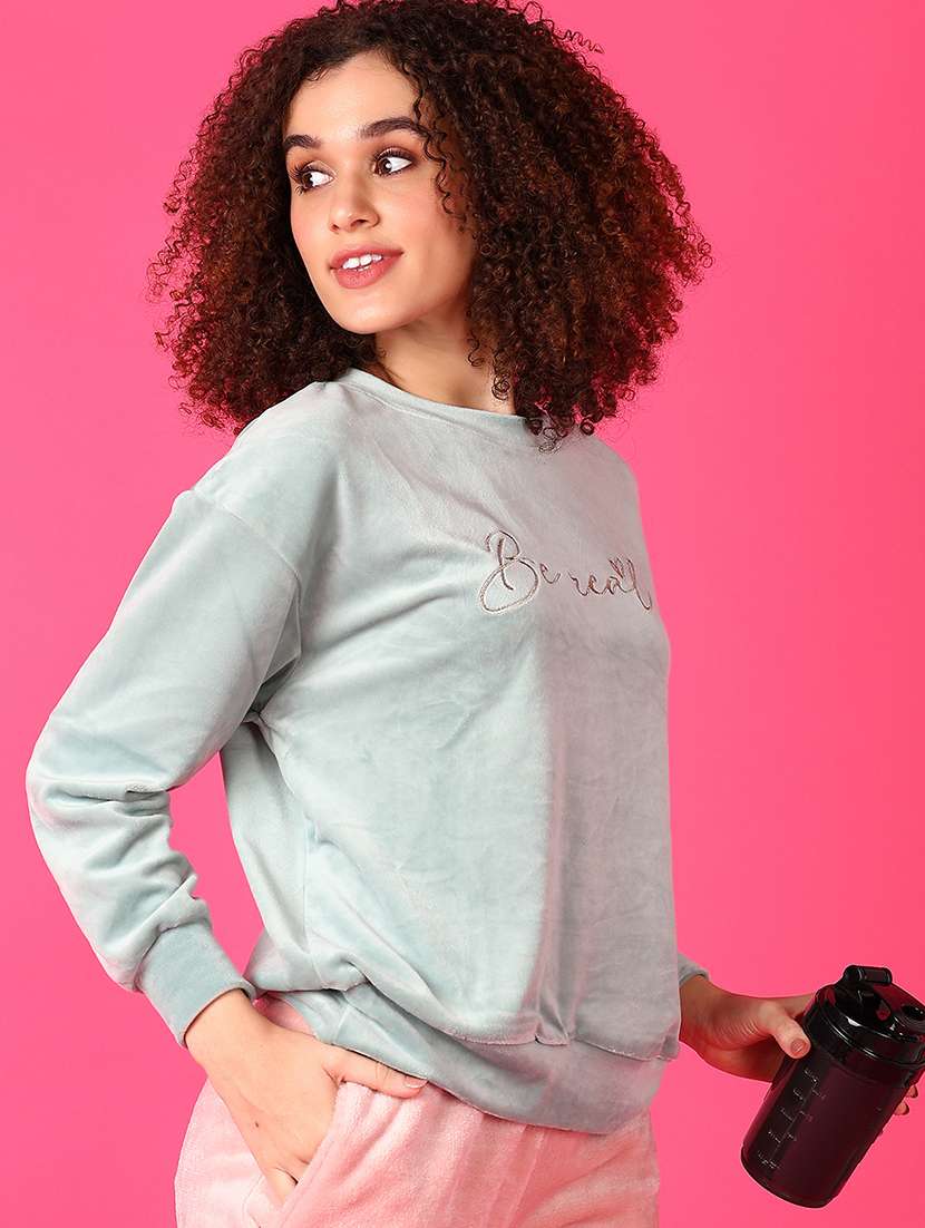 women chest print long sleeve sweatshirt - 21550484 -  Standard Image - 1