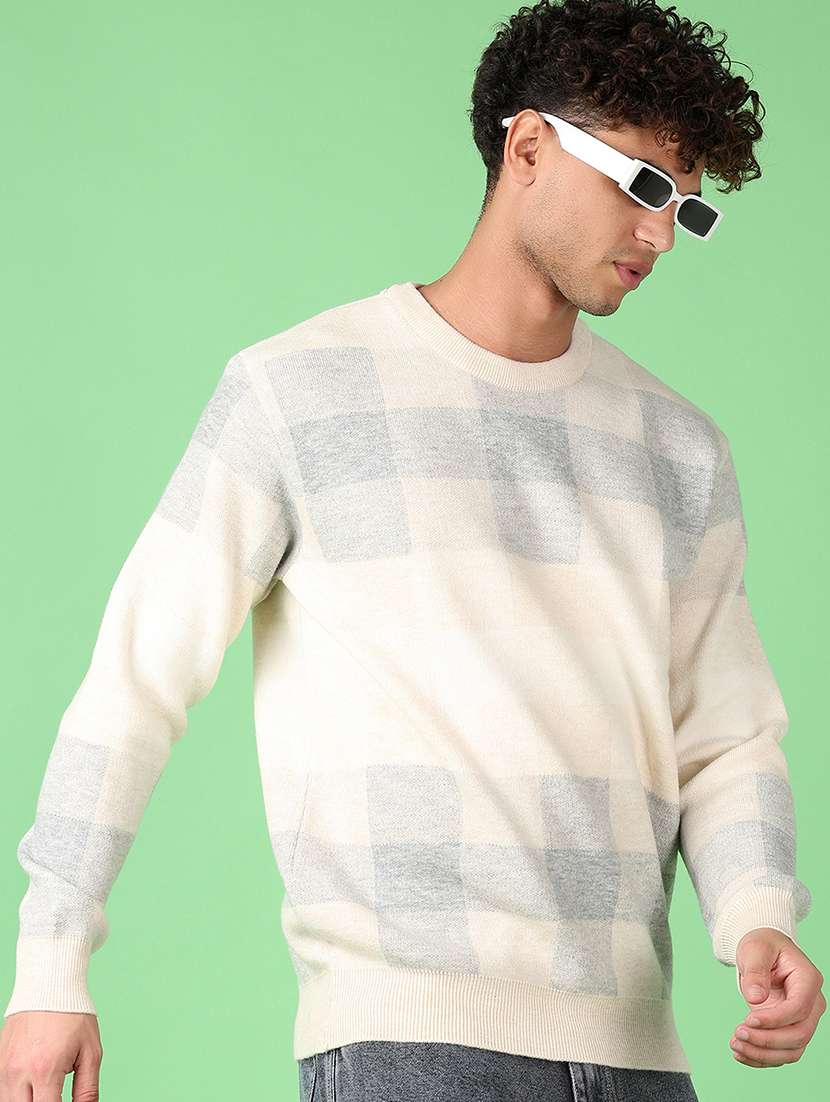 men long sleeves self design pullover - 21550485 -  Standard Image - 1