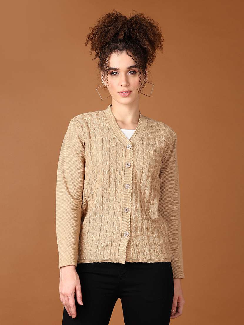 women self design long sleeve cardigan