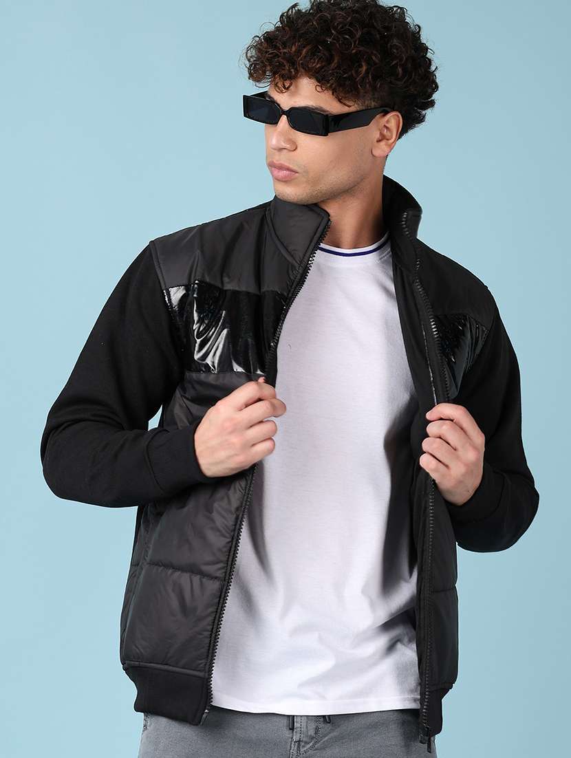 men long sleeves solid quilted jacket - 21550492 -  Standard Image - 1