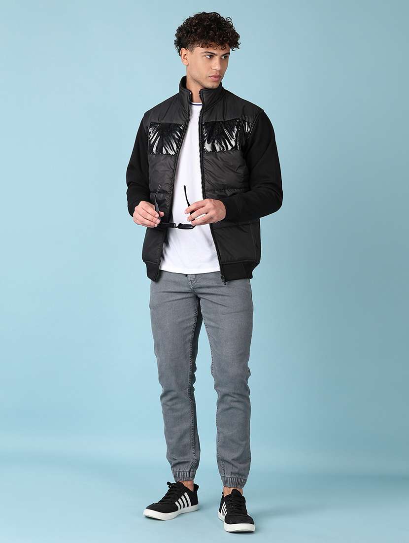 men long sleeves solid quilted jacket - 21550492 -  Standard Image - 4