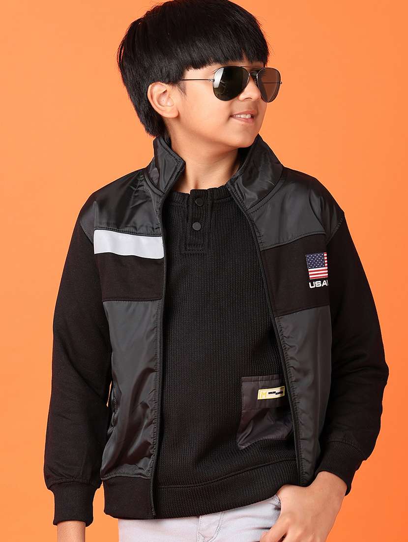 boys color block long sleeve regular jacket - 21550495 -  Standard Image - 1