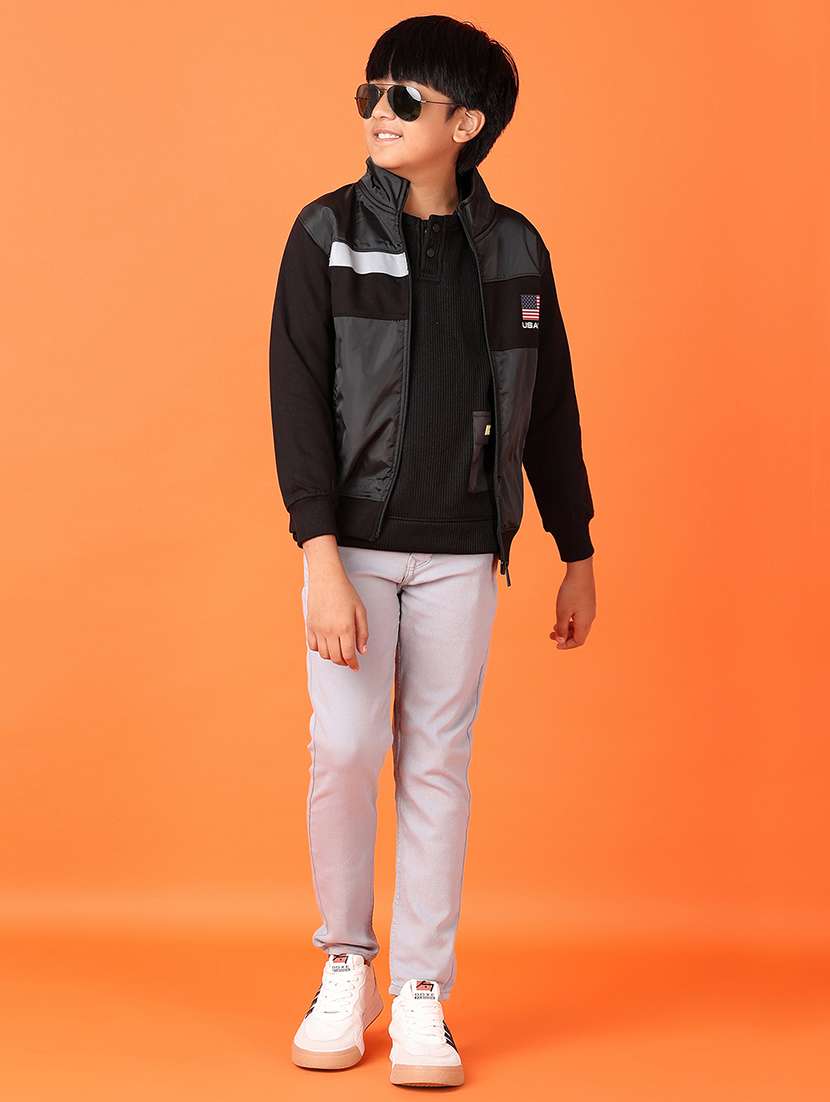 boys color block long sleeve regular jacket - 21550495 -  Standard Image - 4
