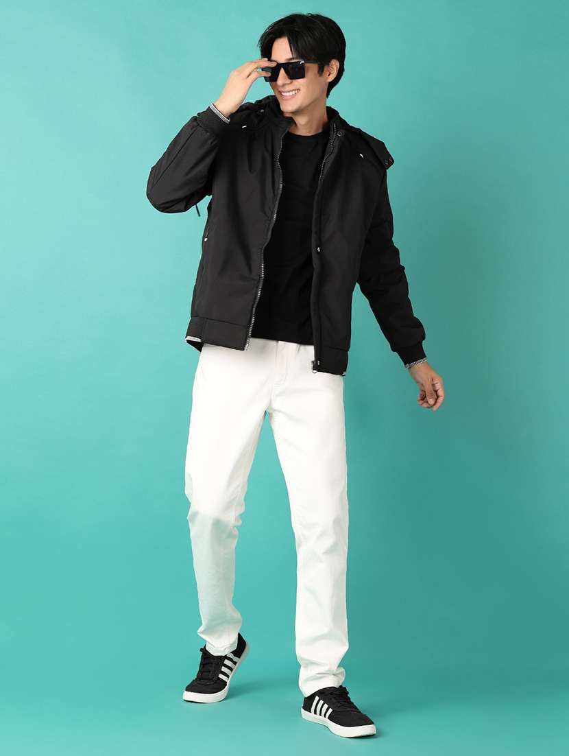 men black solid casual jacket - 21550505 -  Standard Image - 4