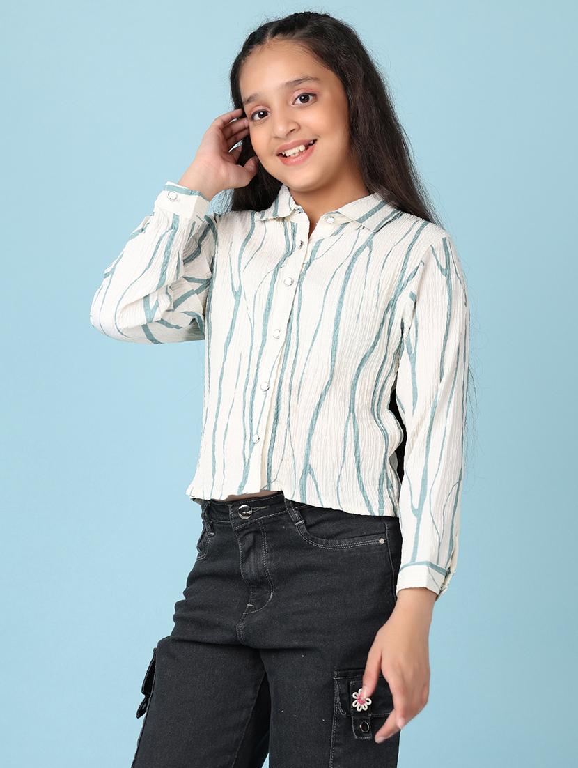 girls white printed long sleeve shirts top - 21550509 - Standard Image - 1