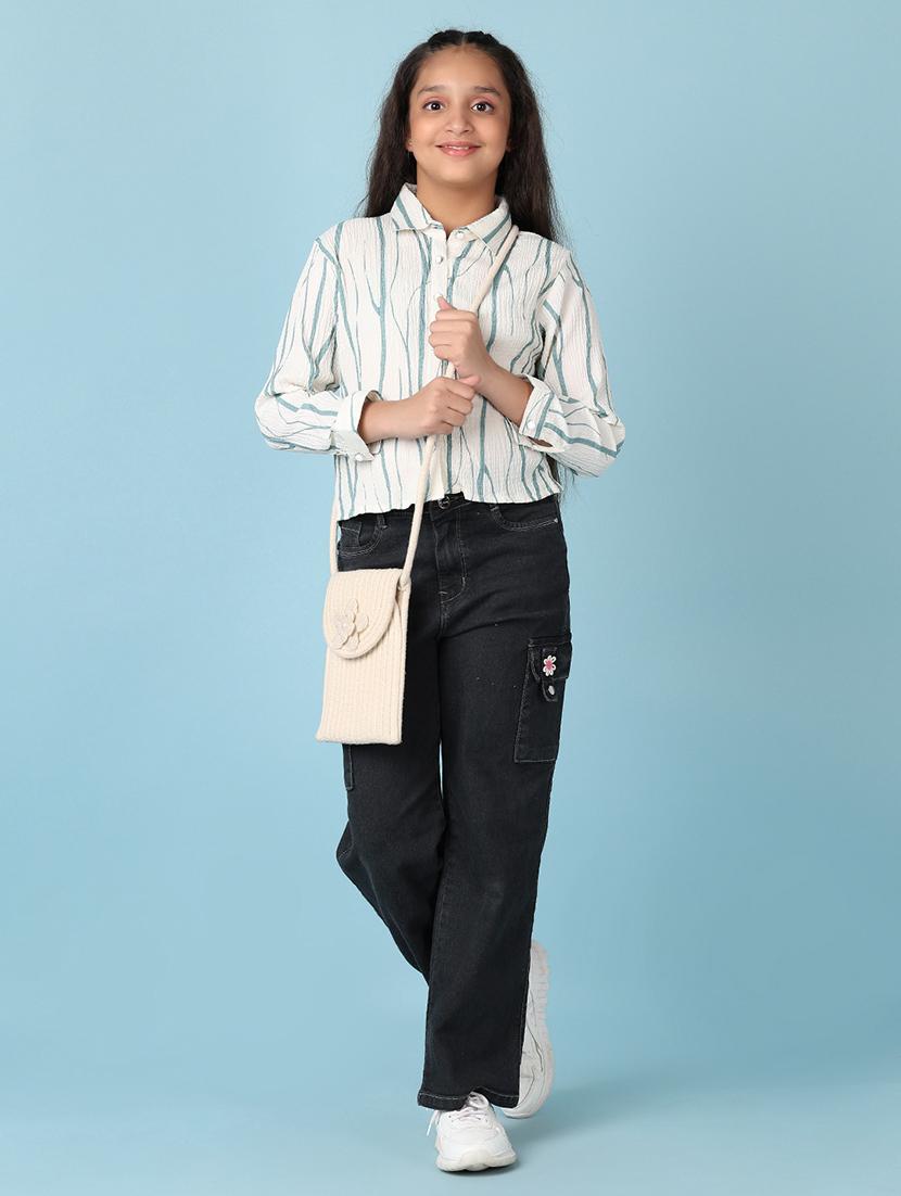 girls white printed long sleeve shirts top - 21550509 - Standard Image - 4