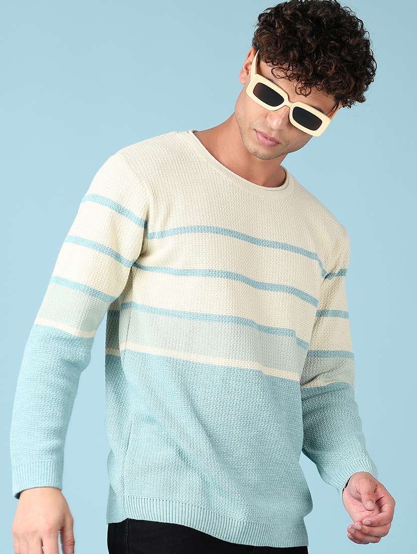 men long sleeves color block pullover - 21550511 -  Standard Image - 1