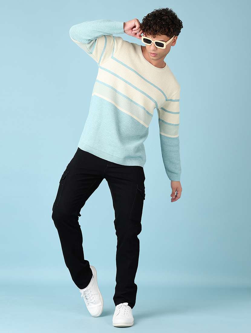 men long sleeves color block pullover - 21550511 -  Standard Image - 4