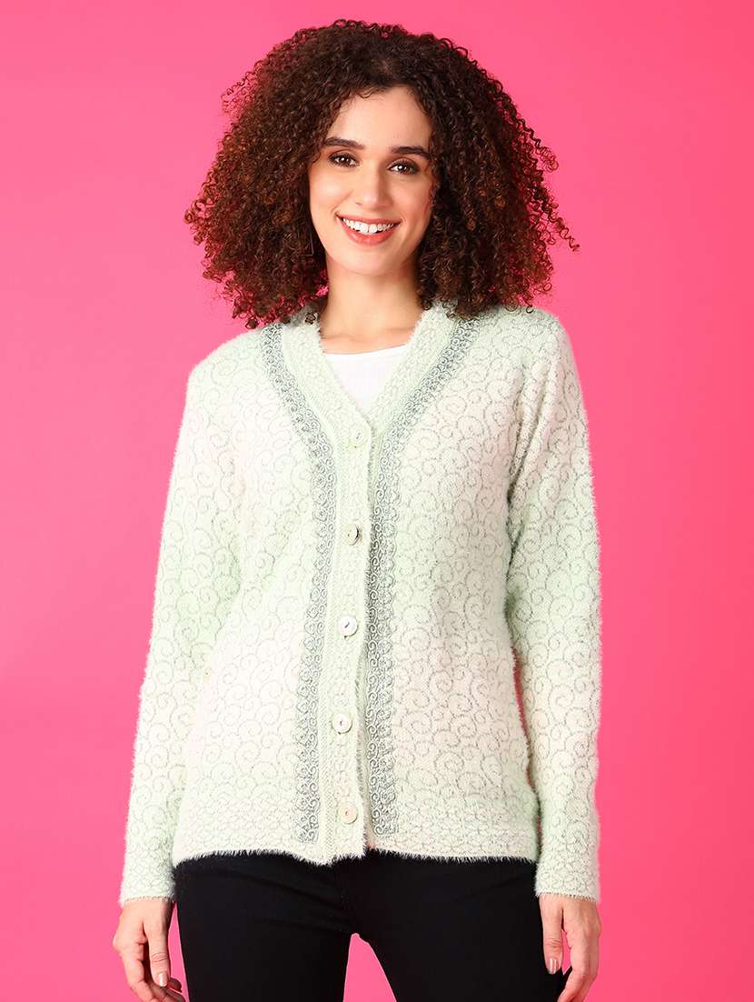 women self designed long sleeve cardigan