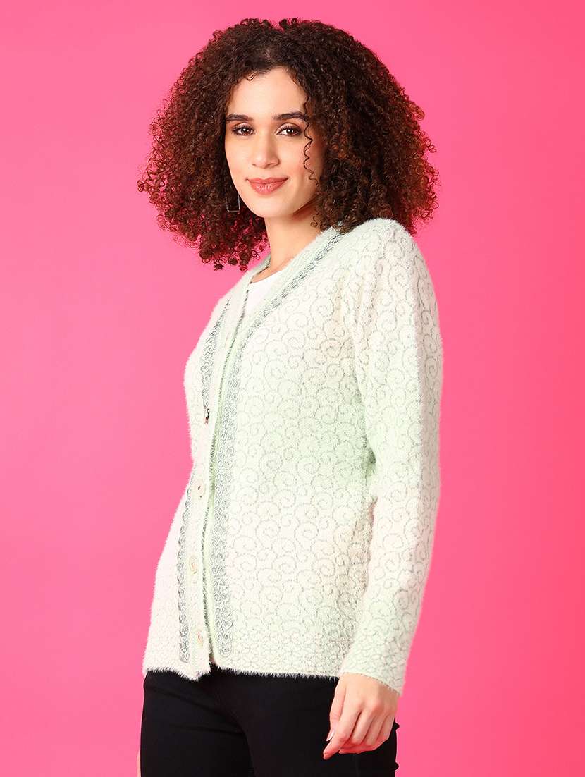 women self designed long sleeve cardigan - 21550526 -  Standard Image - 1